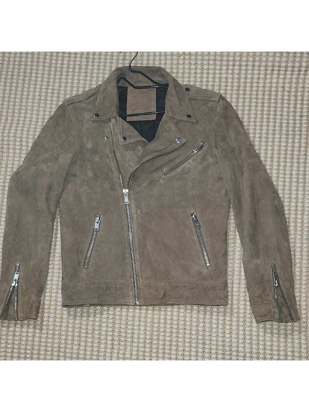Womans Small Soft Tan Suede Biker acket